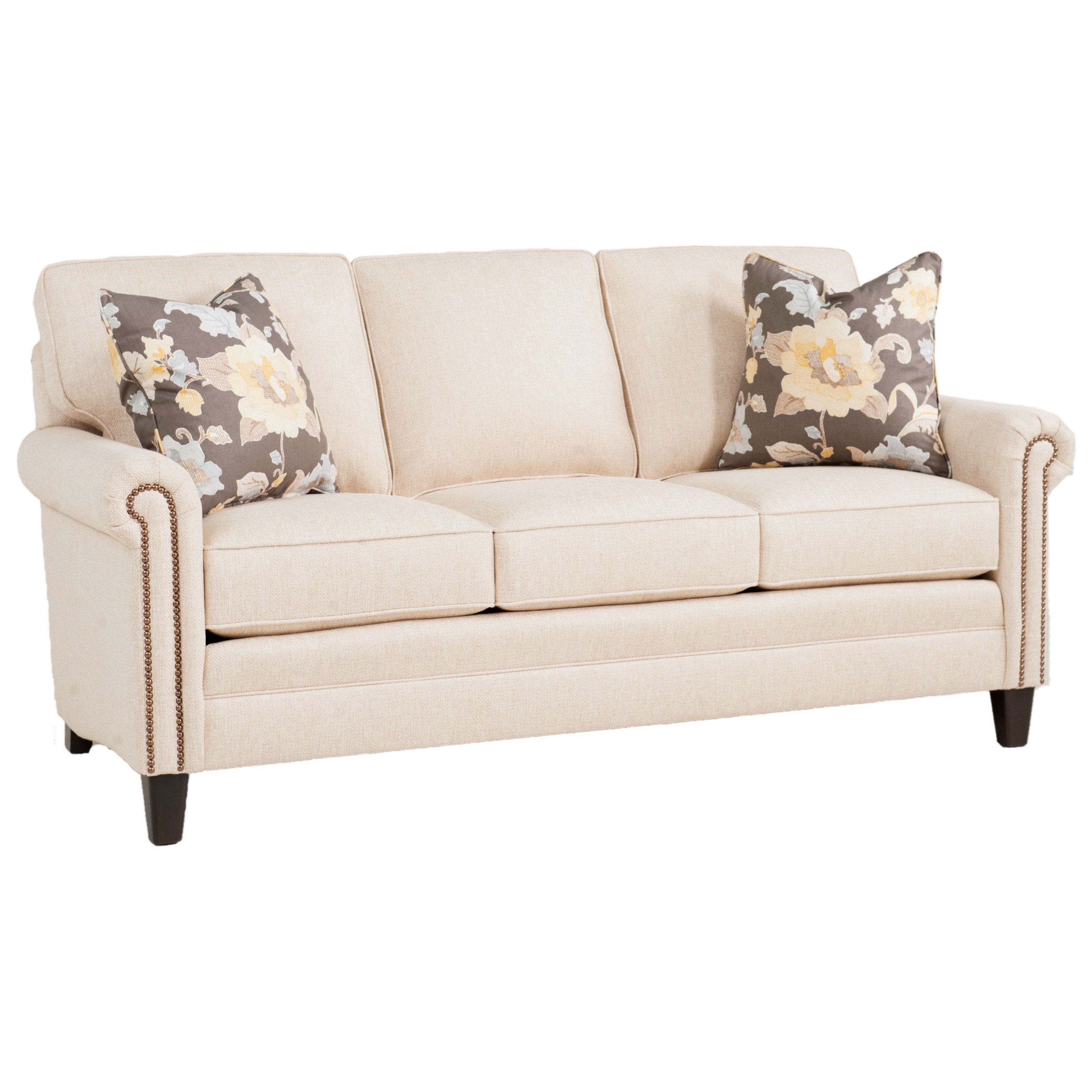 Smith Brothers 234 Traditional MidSize Sofa with Rolled Panel Arms and Nailhead Trim Wayside